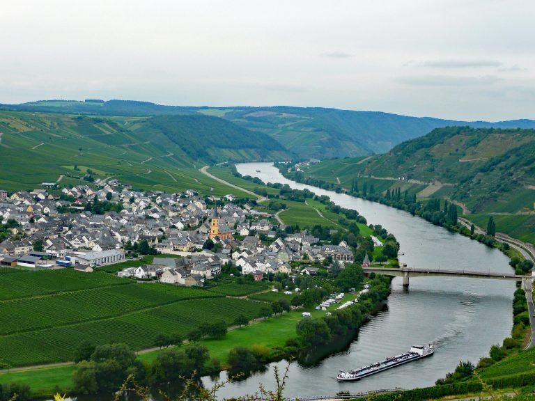 Urlaub Mosel Wanderung: Blick auf Trittenheim an der Mosel